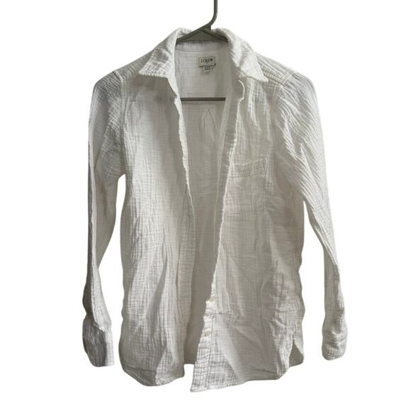 J. Crew White 100% Cotton Gauze Button Front Shirt Womens Sz XXS IMPERFECT - Picture 9 of 9